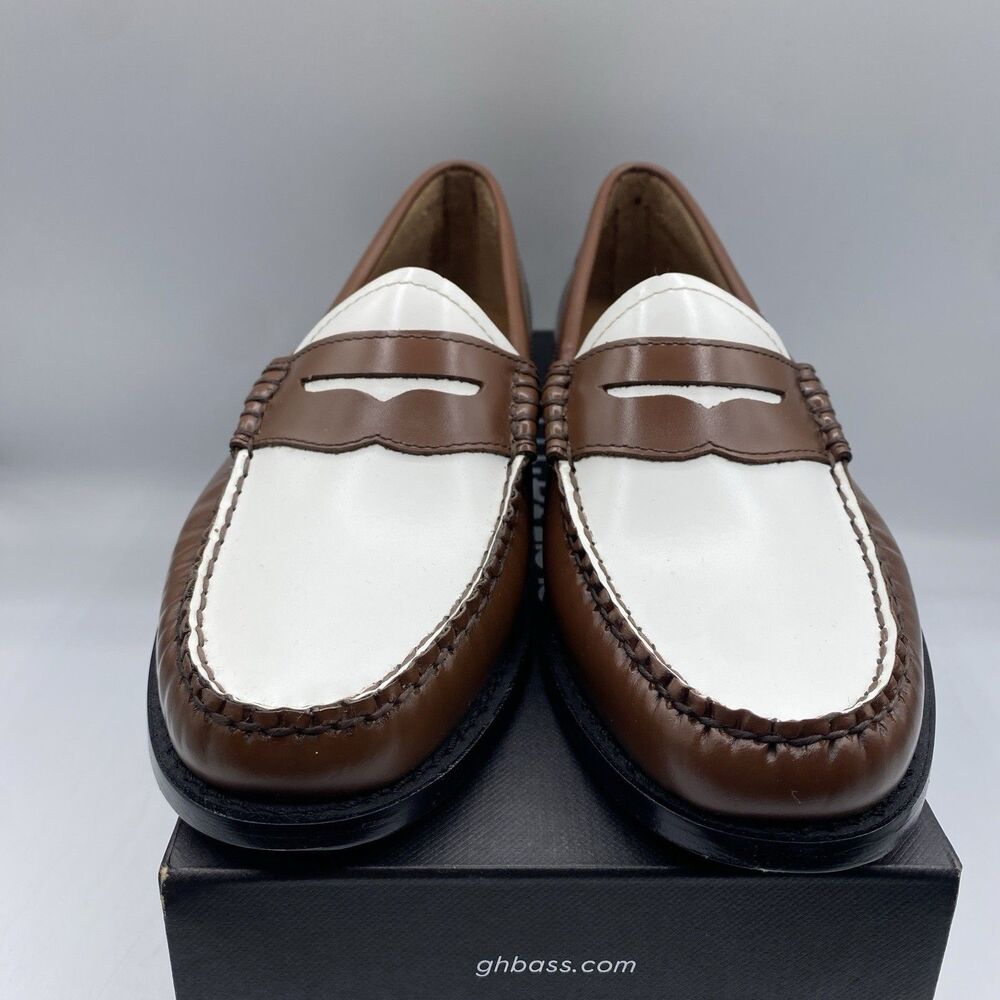 GH Bass & Co Whitney Weejuns Womens 8.5M Loafer Brown White Shoes Boho NWB